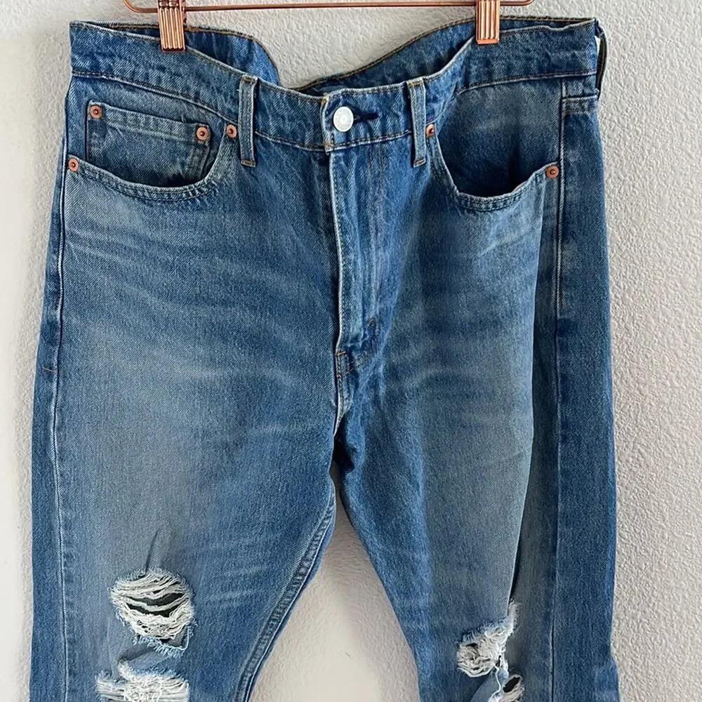 Levi's 513 Slim Straight Denim Jeans Distressed Men's 34 X 30